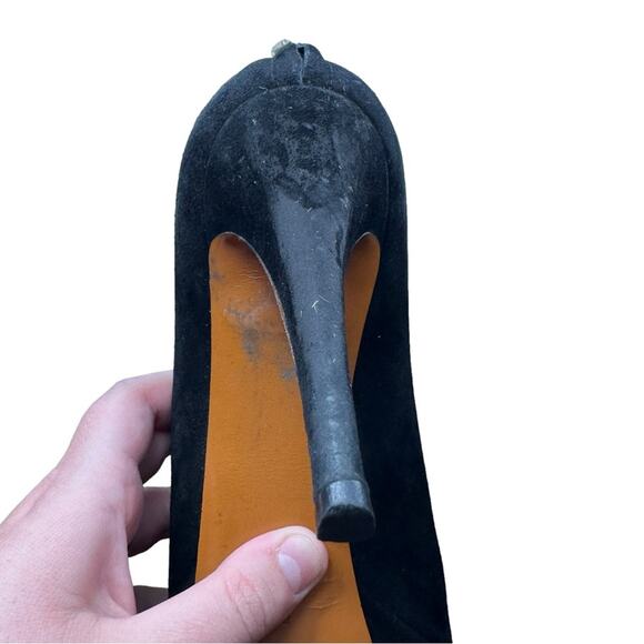 Gucci Betty Black Suede Bamboo Tassel Platform Ankle Booties Sz 37.5 - Picture 12 of 13